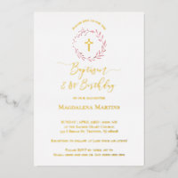 couronne rose poussiéreuse Baptême et 1er annivers