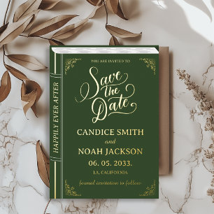 Invitation En Aluminium Couverture de livre de conte de fées vert Mariage