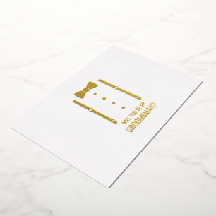 Invitation En Aluminium Cravate Gold Bow Personnalisé Groomsman Propositio