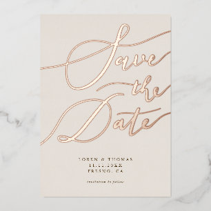 Invitation En Aluminium Crème Enregistrer La Calligraphie Date