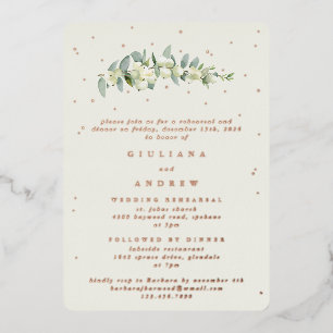 Invitation En Aluminium Crème Snowberry+Eucalyptus Mariage répétition