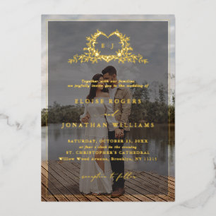 Invitation En Aluminium Crête de calligraphie minimaliste moderne monogram