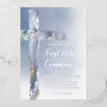 Croix bleue poussiéreuse de la première communion