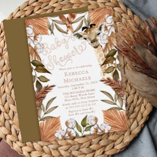 Invitation En Aluminium Cute Giraffe Boho Grasses séchées Baby shower