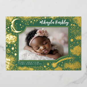 Invitation En Aluminium Cute Stars Lune Celestin Nouveau-né Photo Naissanc