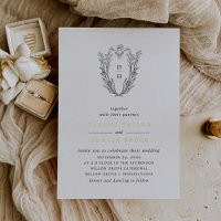 DAPHNE Noir Blanc Or Monogramme Mariage de verdure