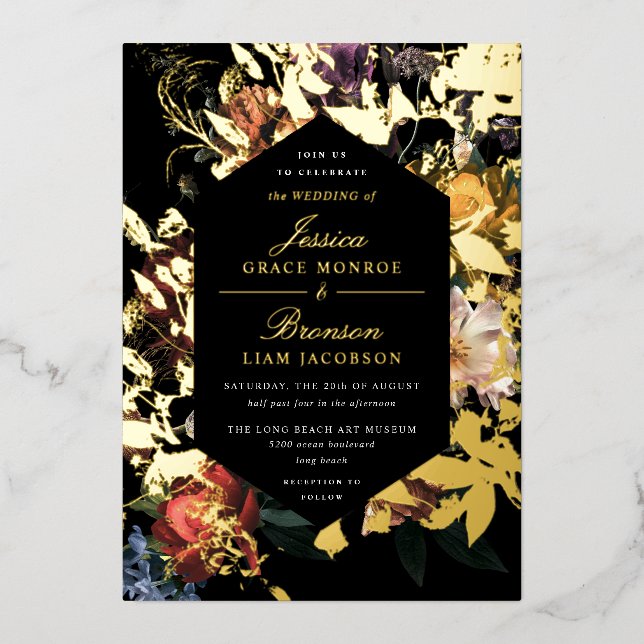 Invitation En Aluminium Dark Moody Romantic Floral Néerlandais Mariage (Recto)