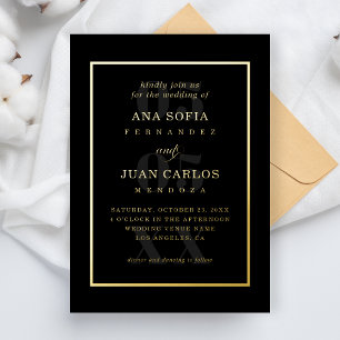 Invitation En Aluminium Date Moderne Photo & Monogramme Cadre Élégant Réel