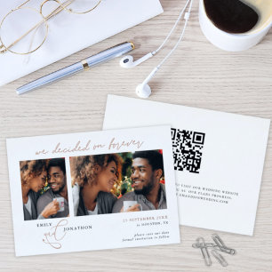 Invitation En Aluminium Décidé pour QR Rose Gold Real Foil Date d'enregist