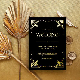 Invitation En Aluminium Déco moderne | Mariage élégant Noir et Or