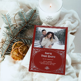 Invitation En Aluminium Déco moderne | Red Holiday Photo Enregistrer la da