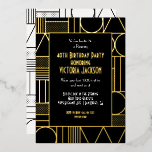 Invitation En Aluminium Déco moderne Roaring 20's Gatsby fête d'anniversai