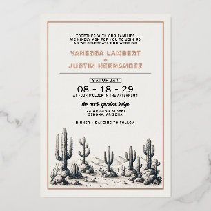 Invitation En Aluminium Décontracté Mariage Cactus