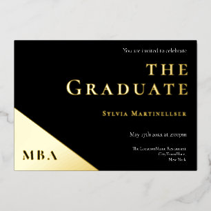 Invitation En Aluminium  Degré Gold Black MBA Graduation Party 