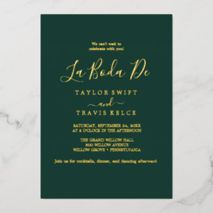 Invitation En Aluminium Délicat Feuille d'Or Émeraude La Boda De Mariage