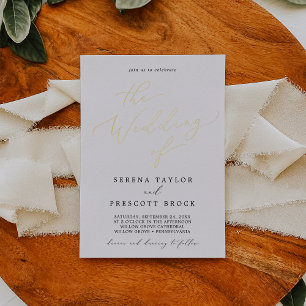 Invitation En Aluminium Délicat Gold Foil et Black Le Mariage de