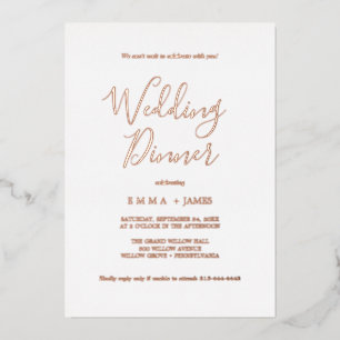 Invitation En Aluminium Délicate Rose Gold Calligraphie Fête de Mariage 