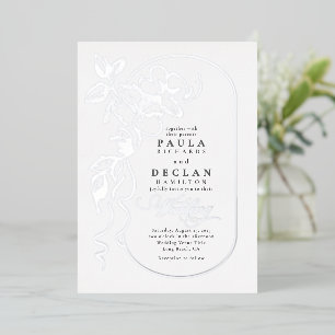 Invitation En Aluminium Dessin de fleurs élégant mariage boho argent