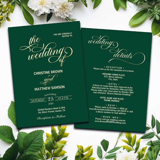 Invitation En Aluminium Détails de calligraphie élégante sur le Mariage Tu (Créateur téléchargé)