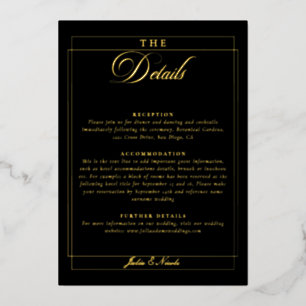 Invitation En Aluminium Détails de mariage de calligraphie noire chic clas