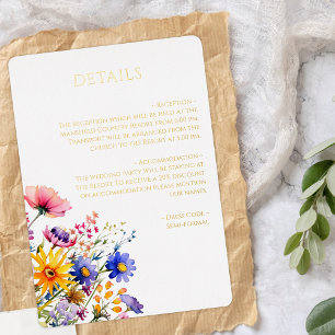 Invitation En Aluminium Détails de mariage de fleurs sauvages de beauté bo