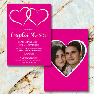 Invitation En Aluminium Deux Coeurs minimum Couples Rose Chaud Photo Douch