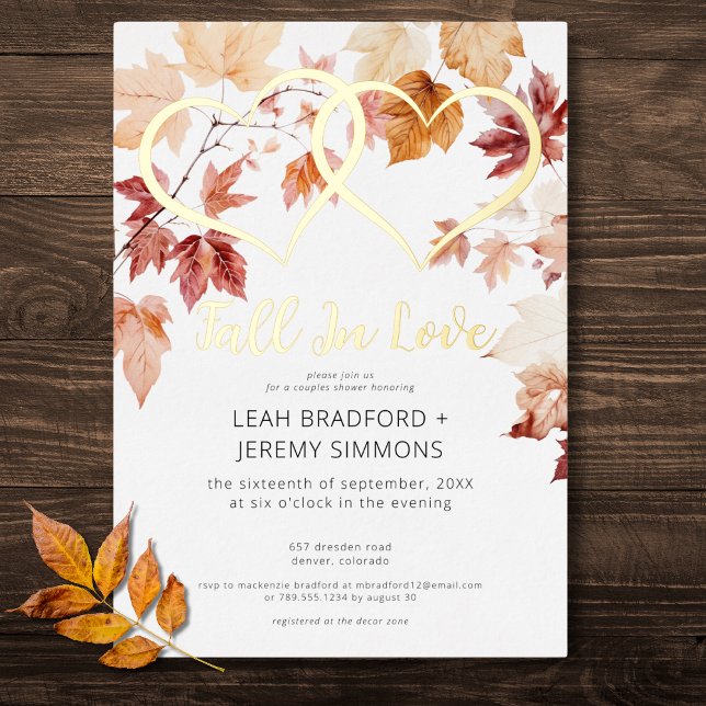 Invitation En Aluminium Deux Coeurs Modernes Tombent Dans L'Amour Couples  (Modern Two Hearts Fall In Love Couples Shower Foil Invitation)