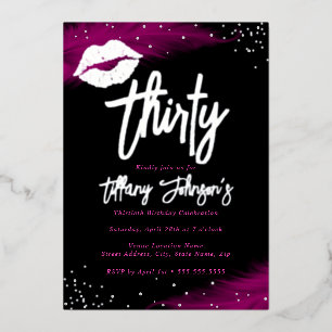 Invitation En Aluminium Diamond Hot Pink Silver Kiss 30e anniversaire