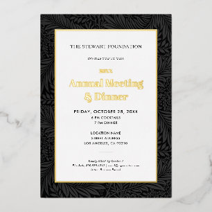 Invitation En Aluminium Dîner annuel d'affaires de botanique noir élégant
