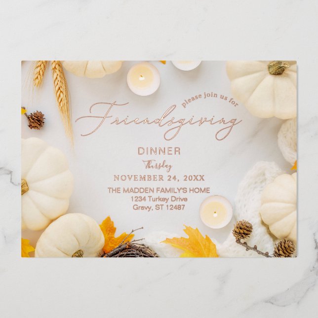 Invitation En Aluminium Dîner Citrouille Thanksgiving (Recto)