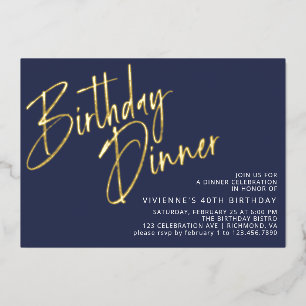 Invitation En Aluminium Dîner d'anniversaire moderne minimal bleu marine e