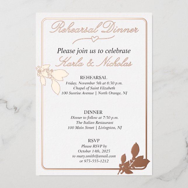 Invitation En Aluminium Dîner de répétition blanc Fleurs de tulipes (Recto)