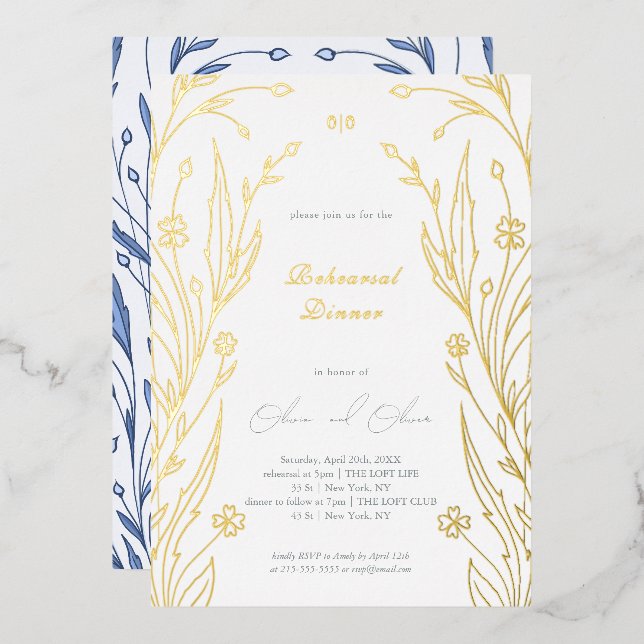 Invitation En Aluminium Dîner de répétition Bleu Buttercup (Recto/Verso)