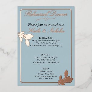 Invitation En Aluminium Dîner de répétition bleu pastel Fleurs de tulipes