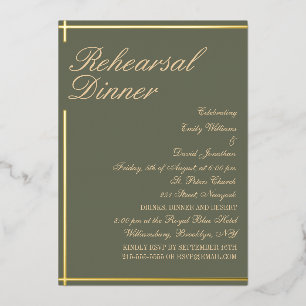 Invitation En Aluminium Dîner de répétition classique et verte Sage