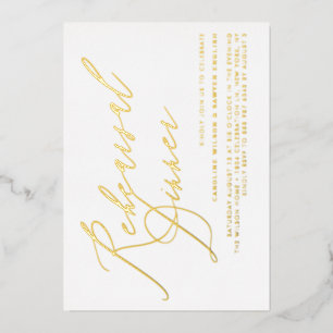 Invitation En Aluminium Dîner de répétition de calligraphie élégante avec
