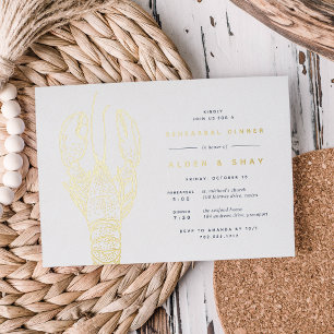 Invitation En Aluminium Dîner de répétition de homard nautique Gold Foil