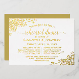 Invitation En Aluminium Dîner de répétition Mariage blanc élégant à la den