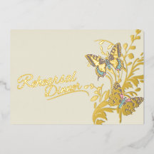 Dîner de répétition mariage de papillons brun or