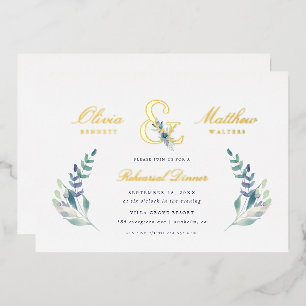 Invitation En Aluminium Dîner de répétition Mariage floral de luxe Foil In