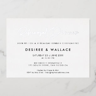 Invitation En Aluminium Dîner de répétition minimaliste pour mariage