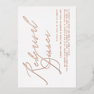 Invitation En Aluminium Dîner de répétition Rose Gold Calligraphie Élégant