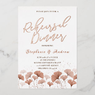 Invitation En Aluminium Dîner de répétition Terracotta Feuillage Rose Gold