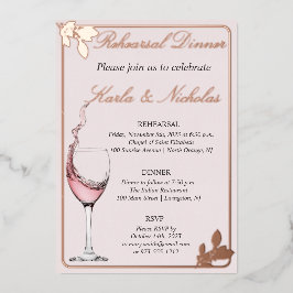 Invitation En Aluminium Dîner de répétition Toast floral, Blush
