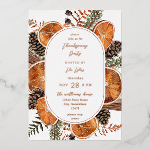 Invitation En Aluminium Dîner de Thanksgiving Oranges Rustique Fêtes