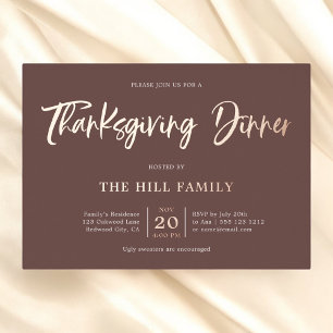 Invitation En Aluminium Dîner élégant de Thanksgiving en calligraphie