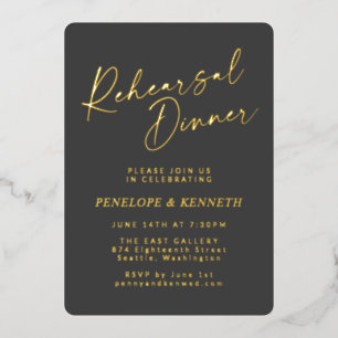 Invitation En Aluminium Dîner minimaliste de répétition de script Black Go