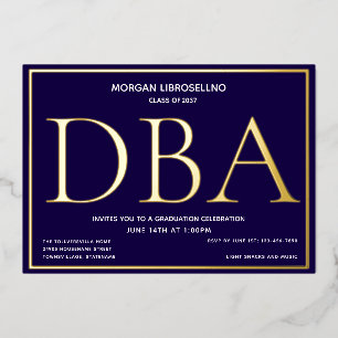 Invitation En Aluminium Diplôme DBA Bleu Or