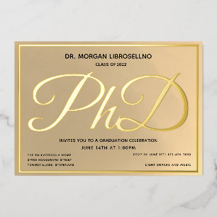 Invitation En Aluminium Diplôme de doctorat en or