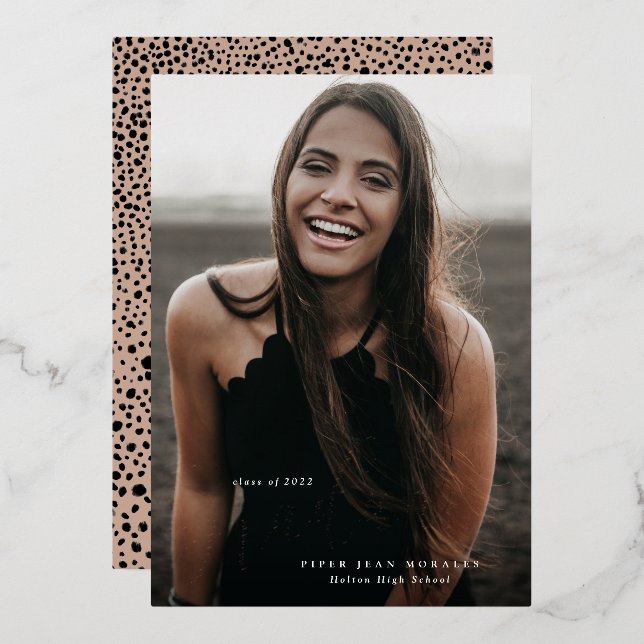 Invitation En Aluminium Diplômé de l'école moderne par script - photo comp (Recto/Verso)